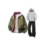 Армейский зеленый + белый, серый вереск, свитшот + черные штаны