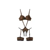 Комбинезон с леопардовым принтом + чулки с кружевом