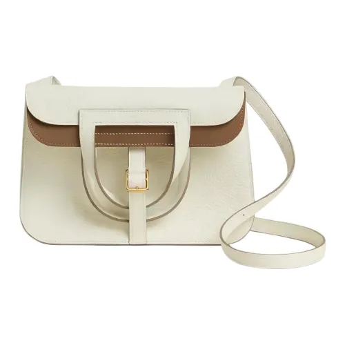 HERMES Halzan Clemence Bullock Кожа Сумка Сумка через плечо Сумка через плечо Женская Weimaraner Бежевый