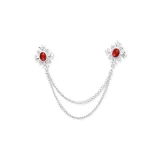 Красный ромб, крест, брошь (серебряная)