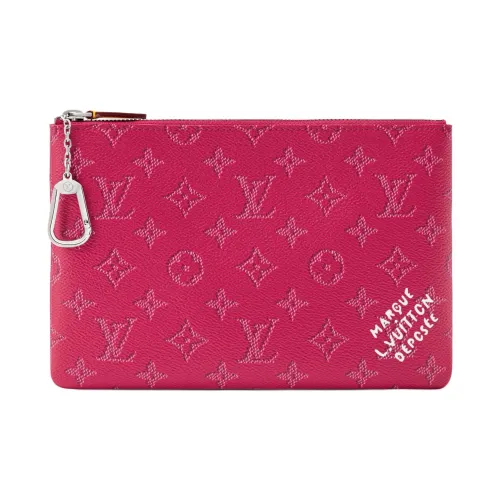 LOUIS VUITTON Покрытый холст Key Pouch Клатч Средний Женский Розовый