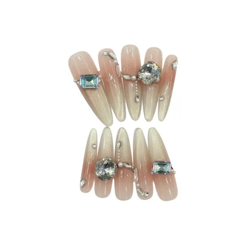 Rui Jin Бордо Праздника False Nail MID Длина Свет Однотонный Мелкие блестки 28мм