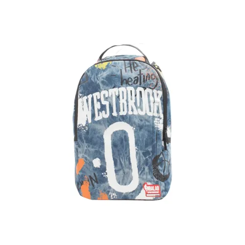 SPRAYGROUND NBALAB Коллаборация 900D Полиэстер Водонепроницаемая Ткань Рюкзак Унисекс Джинсовый Серый Синий