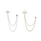 Брошь "Звезды", 1 пара (Серебряная + Золотая)