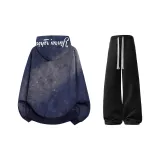 Темно-синий свитшот+черные повседневные брюки