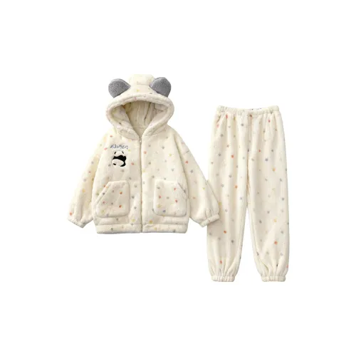 QIAOYUN Многоцветный Гороховый узор Женские Пижамные комплекты