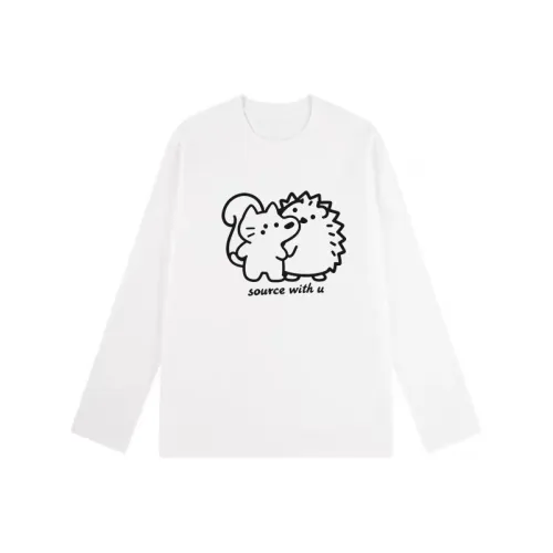 SOURCE WITH U Белый Унисекс T-рубашки