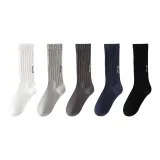[5 пар] Белый + Светло-серый + Темно-серый + Темно-синий + Черный