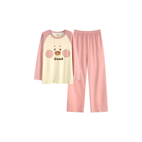 Aidai Кремовый Розовый Женский Пижамный Комплект