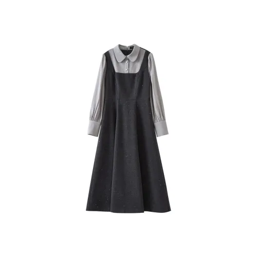 OUNIXUE Длинное платье с длинным рукавом женское