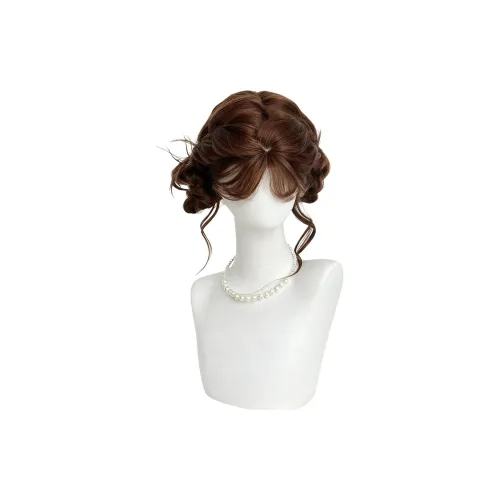 Northward Incline Caramel Warm Brown Боковая сторона Разделённая Шерстяная завиток Женская Перука Высокая Температура Пряжа