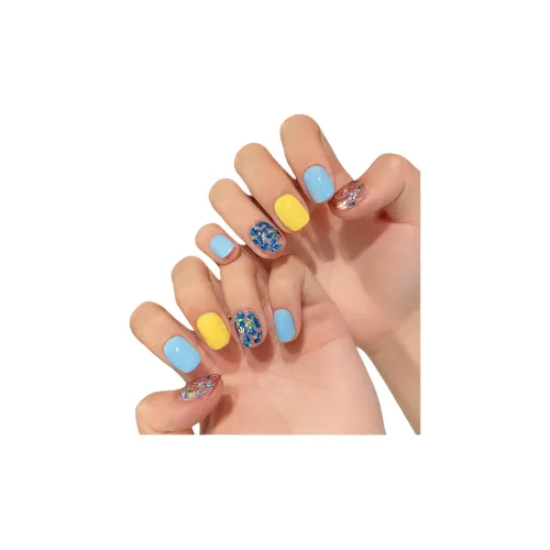 Fanze Минималистский стиль Весна Русалка False Nail Короткий Круглый Jump Цвет Блестки 15mm