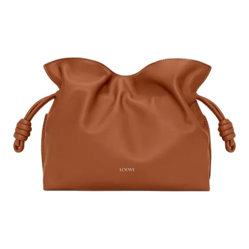 LOEWE Flamenco Nappa Коровья кожа Клатч Средний Женский Белка Коричневый