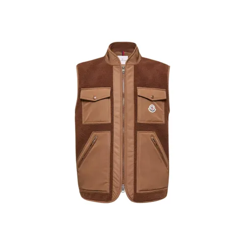 MONCLER Коричневый Мужской Пуховый жилет