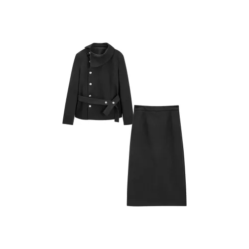 AIYIFU Черный Женские Комплекты с Юбкой