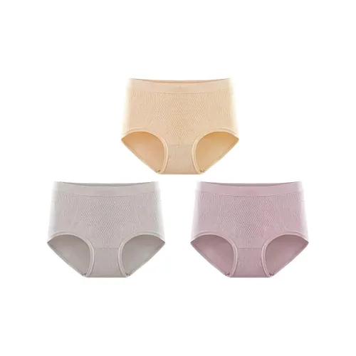 QIANNAIMEI Ледник Серый + Пастельный Розовый + Розовый Бежевый Женские Трусики-Бикини
