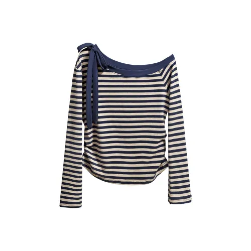 TOUCH Темно-синий Синий Полосы Женские T-рубашки