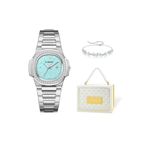 X Шестерня Кварцевый механизм Нержавеющая сталь Ремешок Часы Женские часы Синий циферблат