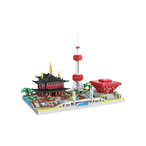 OULUOYI Уличный стиль Шанхай Skyline Городской Coordinates Архитектура Hobby Model Сувениры и украшения