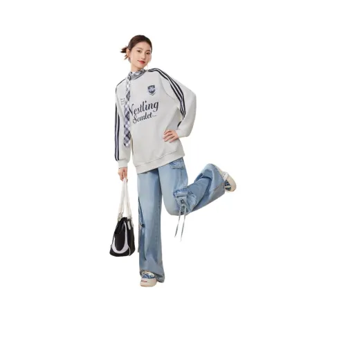 AIYIFU Белый Фотиния Серый Женский Свитшот