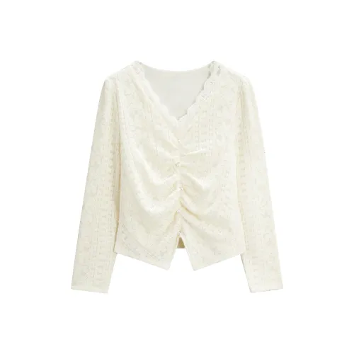 AIYIFU Абрикос Женские Шифоновые Рубашки