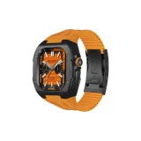 Классический черный корпус с черным средним bezel, апельсиновый фторкаучуковый ремешок и погружная пряжка