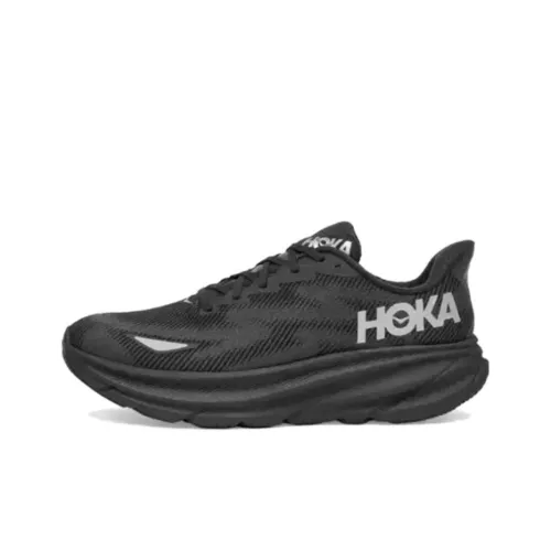 HOKA ONE ONE Clifton 9 Износостойкий и Водонепроницаемый Низкий Топ Беговые кроссовки Мужской Черный