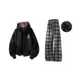 Черный топ (утолщенный и с флисовой подкладкой) + черные штаны