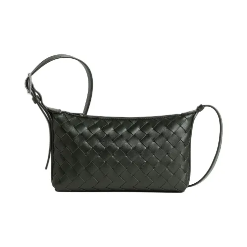 Bottega Veneta Intrecciato Телячья кожа Сумка через плечо Мужская Темно-зеленая