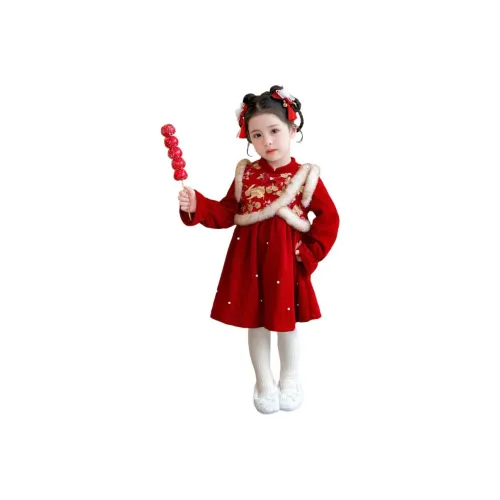 MUMUWU Платье Красное Детское Возраст 3-7 лет