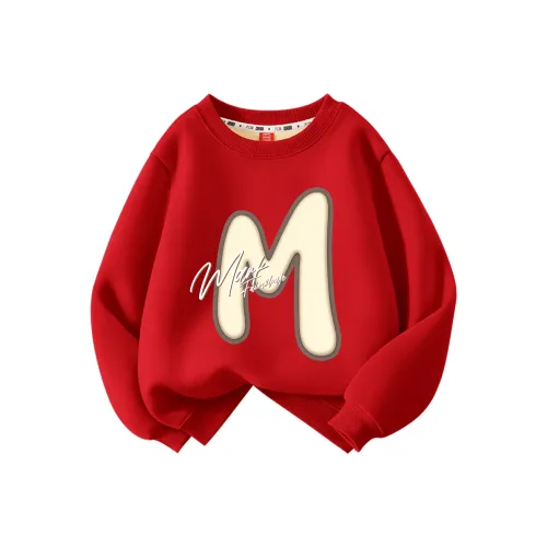 FAIRWHALE [Утолщенный и с флисовой подкладкой] Красный Свитшот с буквой KIDS