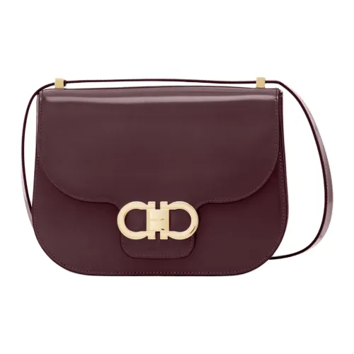 FERRAGAMO GANCINI Телячья кожа Сумка через плечо Стандартная Женская Красный Коричневый