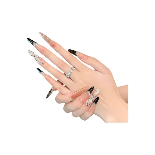 XIAMEIYU Французский Черная резинка False Nail Острый Тип Черный Jump Цвет Coquette