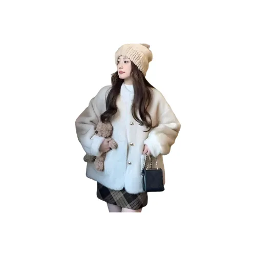 MDEHT Кремовый Белый Женский Бархатный Куртка