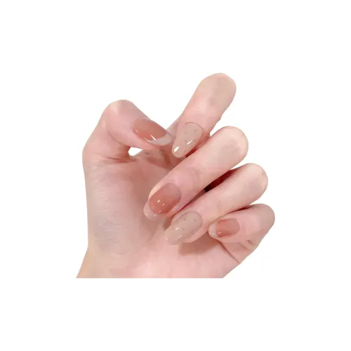 T Z Осень и зима Молочный кофейный Румяна Премиум False Nail Миндаль Длинный Телесный Однотонный Гороховый узор