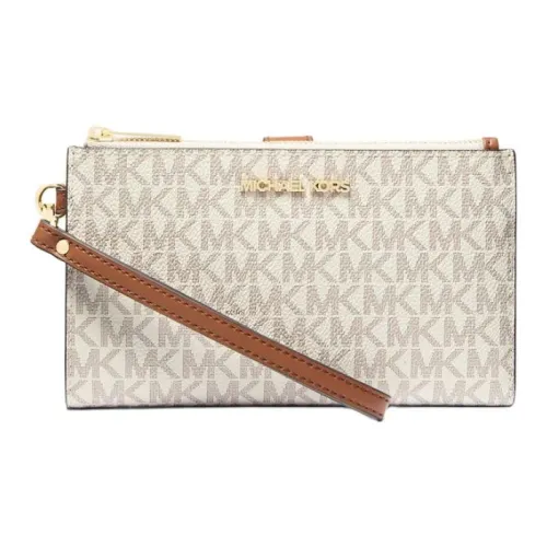 MICHAEL KORS Jet Set Travel Покрытый холст с полиэстером Кошелек Женские Ванильный белый