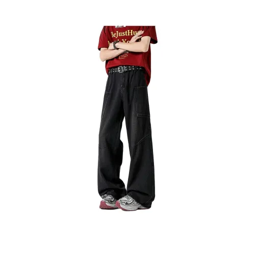 DUATOGE Выстиранный Черный Полуэластичный Пояс Мужские Джинсы