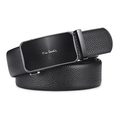 PIERRE CARDIN Ремни из крупнозернистой текстуры коровьей кожи мужской черный 3,55 см