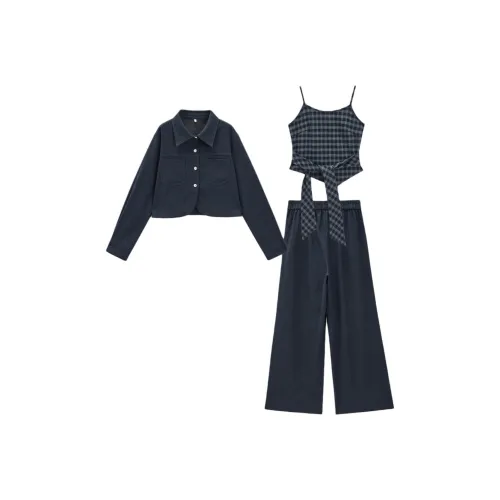 AIYIFU Темно-синий Синий Женские Повседневные Костюмы