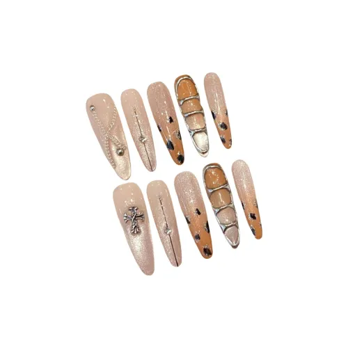 Fanze Французская элегантность премиум кокетливая длина MID ноготь-ложь заостренный тип стиль Maillard цвет градиентный мерцающий 40 мм