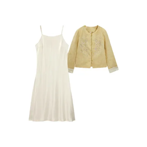 AIYIFU Жёлтые Женские Комплекты с Юбкой