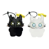 Маленькая Ночная Драконья Маска X Eye Черный Кот Кукла + Shiro Драконья Маска X Eye Белый Кот Кукла Украшение & Черный Шнур Желтый Ремешок