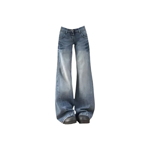 LCEVHZ'S Винтажные синие брюки женские джинсы