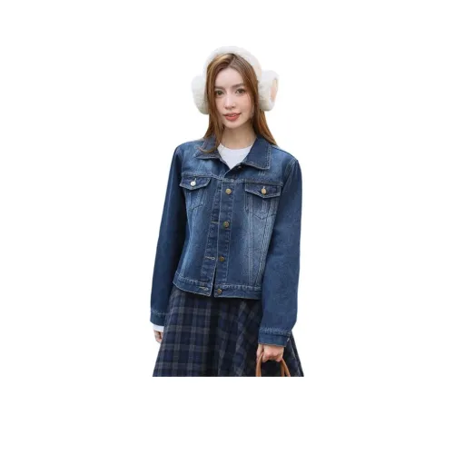 Langqing Синий Бесплатная доставка с бренд наклеенный женские джинсовые куртки