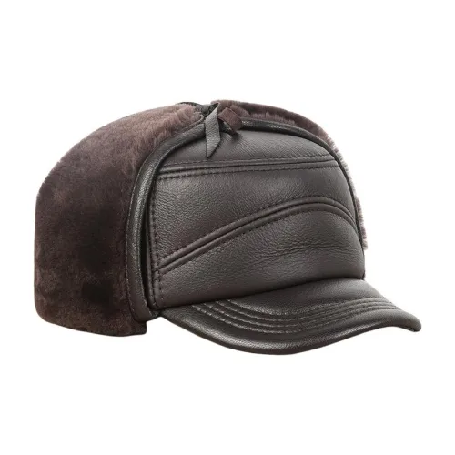 Devanro Мужская кожаная шапка-ушанка