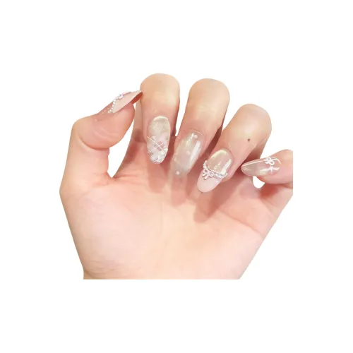 XIAMEIYU Бабочка Балет Ручной работы Премиум False Nail Овал Телесный Смудж