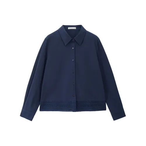 Giordano 06 Темно-синие женские рубашки