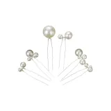 Высокоглянцевая искусственная жемчужина заколка для волос, аксессуар для волос, 6 штук, серебряный