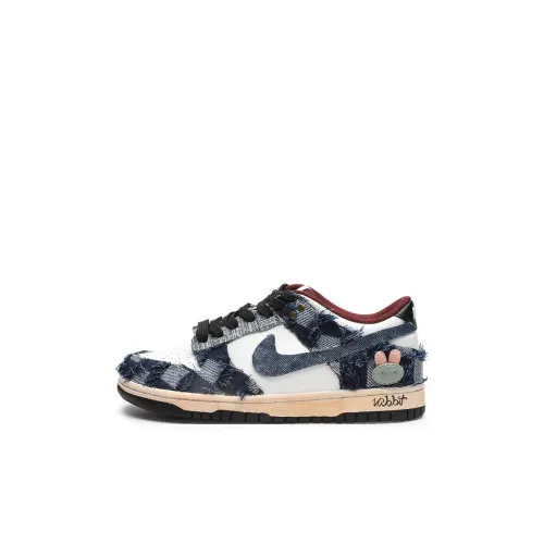 Nike Dunk Denim Bunny Slip-resistant Cushioning Low-top Детские Скейтбординг Темно-синий