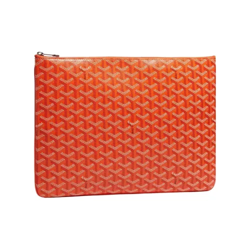 GOYARD SENAT Холст Телячья кожа Клатч Унисекс Оранжевый